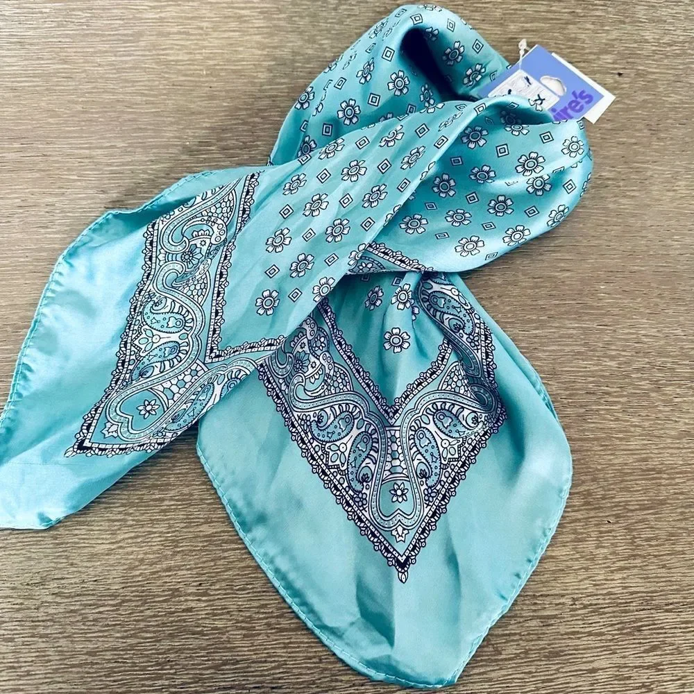 Claire’s Teal Blue Satin Bandana Scarf Hair Tie Purse Accessory